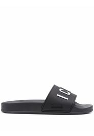 Dsquared2 Icon-print slip-on slides - Nero