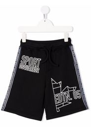 Dsquared2 Kids slogan-print drawstring track shorts - Nero