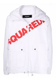 Dsquared2 logo-print cargo-pocket hoodie - Bianco