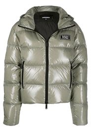 Dsquared2 logo-patch hooded down jacket - Verde