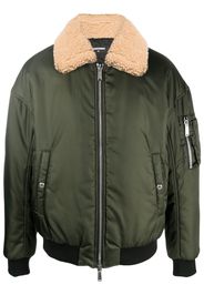 Dsquared2 faux shearling-trim zip-up bomber jacket - Verde