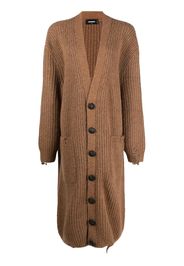 Dsquared2 extra-long distressed knitted cardigan - Marrone