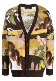 Dsquared2 Gouache graphic-print knit cardigan - Marrone