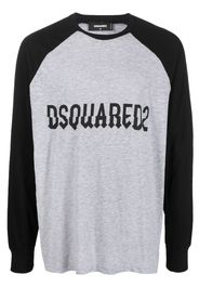 Dsquared2 T-shirt a maniche lunghe con stampa - Grigio