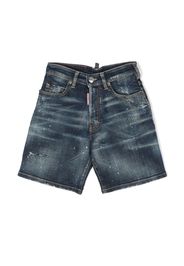 Dsquared2 Kids Shorts denim Calzoncini effetto schiarito - Blu