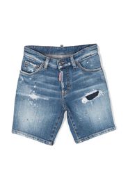 Dsquared2 Kids Shorts denim con effetto vissuto - Blu