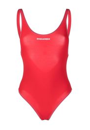 Dsquared2 logo-print U-neck swimsuit - Rosso