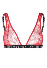 Dsquared2 Icon logo sheer lace bra - Rosso