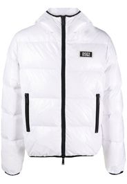 Dsquared2 logo-patch hooded down jacket - Bianco