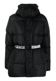 Dsquared2 logo-print belted puffer - Nero