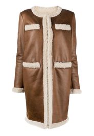 Dsquared2 faux-shearling collarless coat - Marrone