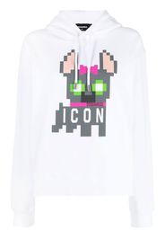 Dsquared2 Icon pixelated-print hoodie - Bianco