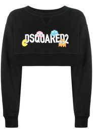 Dsquared2 Felpa crop con stampa - Nero