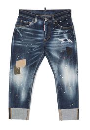 Dsquared2 Kids Jeans dritti con effetto vernice - Blu