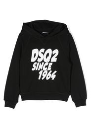 Dsquared2 Kids logo-flocked cotton hoodie - Nero