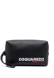 Dsquared2 logo-print leather wash bag - Nero