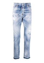 Dsquared2 logo-patch distressed washed jeans - Blu