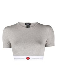 Dsquared2 Leaf-print cropped T-shirt - Grigio