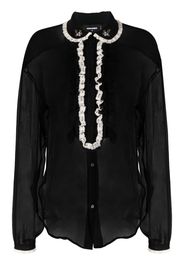 Dsquared2 Blusa con ruches semi trasparente - Nero