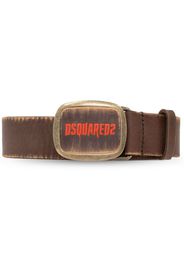 Dsquared2 logo-plaque leather belt - Marrone