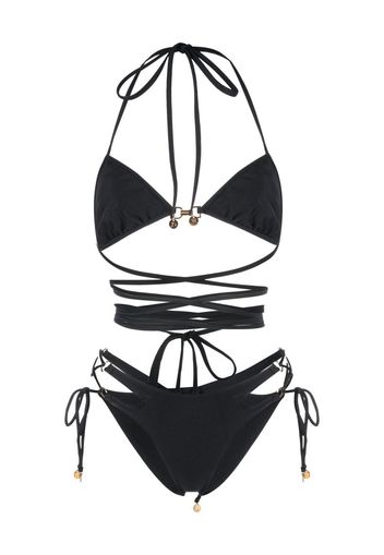 Dundas wrap-around tie-fastening bikini set - Nero