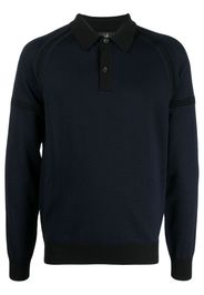 Dunhill long raglan-sleeve wool polo shirt - Blu