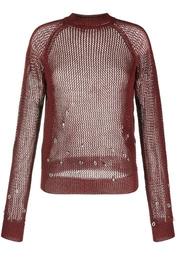 Durazzi Milano bead-embellished open-knit jumper - Rosso