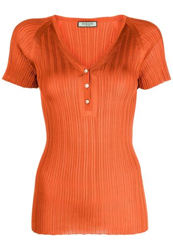 Durazzi Milano button-up ribbed knit silk top - Arancione