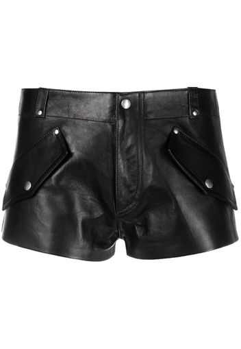 Durazzi Milano flap-detail mini leather shorts - Nero