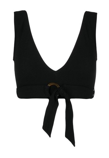 Duskii Top bikini a coste con scollo a V - Nero