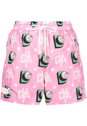 Duvetica logo-print drawstring mini shorts - Rosa