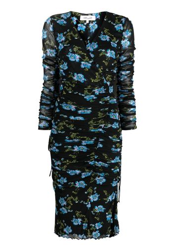 DVF Diane von Furstenberg floral-print midi dress - Nero