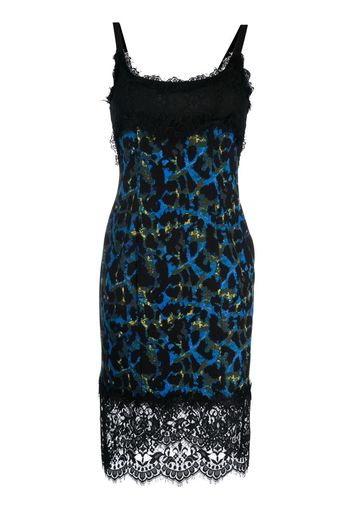 DVF Diane von Furstenberg leopard print lace-trim midi dress - Nero