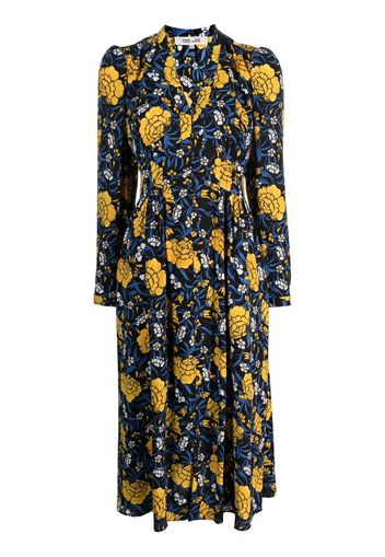 DVF Diane von Furstenberg floral print V-neck midi dress - Nero