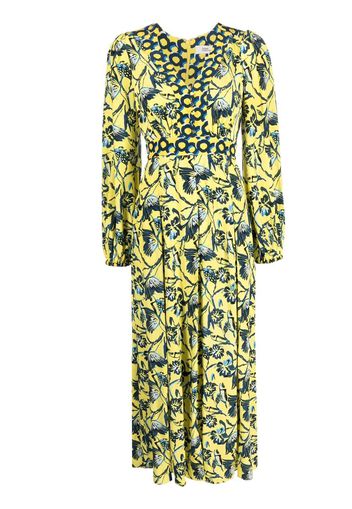DVF Diane von Furstenberg floral-print long-sleeve dress - Giallo