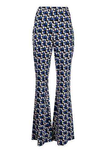 DVF Diane von Furstenberg Pantaloni svasati con stampa astratta - Blu