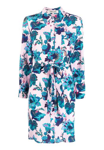 DVF Diane von Furstenberg floral-print long-sleeved midi dress - Rosa