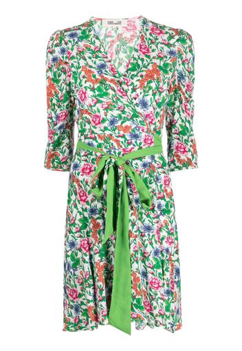 DVF Diane von Furstenberg floral-print wrap dress - Bianco