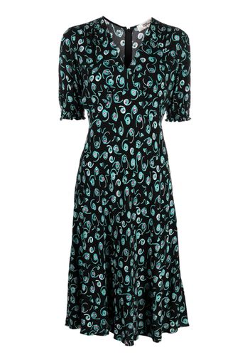 DVF Diane von Furstenberg Abito midi a fiori - Nero