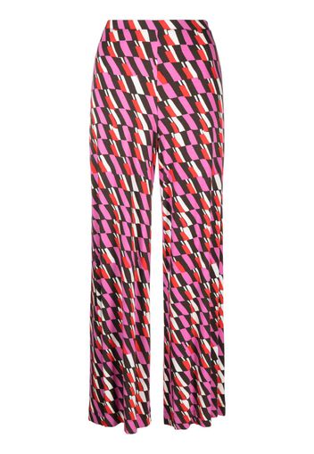 DVF Diane von Furstenberg Holly abstract-print palazzo trousers - Rosa