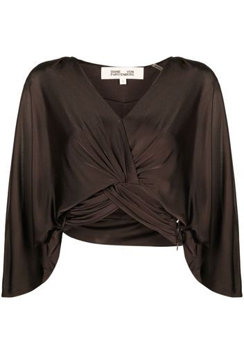 DVF Diane von Furstenberg V-neck cropped blouse - Marrone