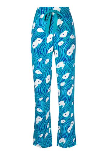 DVF Diane von Furstenberg graphic-print high-waisted trousers - Blu