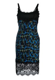 DVF Diane von Furstenberg leopard print lace-trim midi dress - Nero