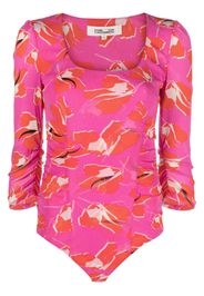 DVF Diane von Furstenberg Miley floral-print ruched bodysuit - Rosa