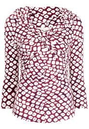 DVF Diane von Furstenberg Greg dot-print twist-detail blouse - Viola