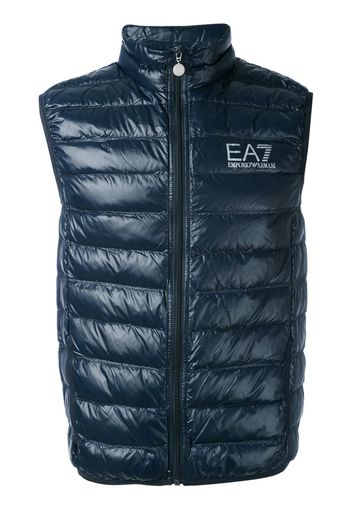 logo print padded gilet