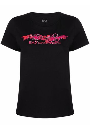 Ea7 Emporio Armani T-shirt a fiori - Nero