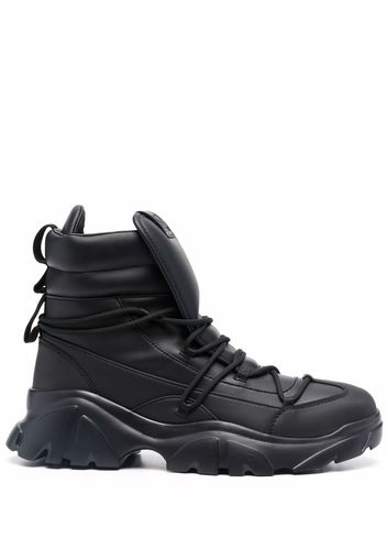 Ea7 Emporio Armani chunky leather lace-up boots - Nero