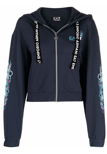Ea7 Emporio Armani floral-print zip-up hoodie - Blu