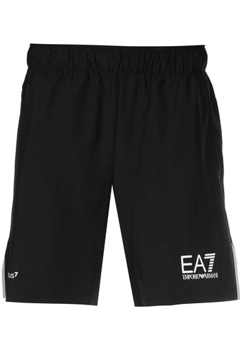 Ea7 Emporio Armani logo-print track shorts - Nero